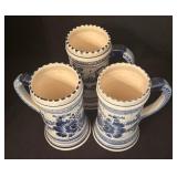 Three Vintage Delft Heineken Steins