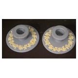 Wedgwood Jasperware Christmas 1969 and 1970 Plates with Candle Holders