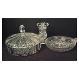 Crystal and Clear Glass Covered Candy Dish, Vase and Dish