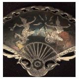 Vintage Siam Fan Brooch and Clip on Earring Set