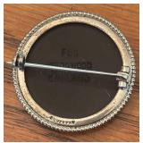 Wedgwood Black Jasperware Sterling Silver Accented Brooch