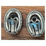 Wedgwood Black Jasperware Embossed Sterling Silver Accented Clip on Earrings