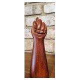 Brazilian Jacaranda Rosewood Hand Sculptures and Brass Fist with Maker Imprint