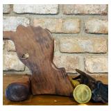 Brazilian Jacaranda Rosewood Hand Sculptures and Brass Fist with Maker Imprint