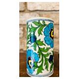 India Handicraft Decorative Ceramic Bathroom Toothbrush, Stationery, Pen and Pencil Stand Holder, Vase and India Pottery Blue Glaze Rounded Vase  / Bowl