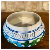 India Handicraft Decorative Ceramic Bathroom Toothbrush, Stationery, Pen and Pencil Stand Holder, Vase and India Pottery Blue Glaze Rounded Vase  / Bowl