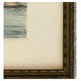 Framed Vintage Print of Heidelberg, Germany /  Colored Etching "View of Heidelberg" Signed