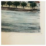 Framed Vintage Print of Heidelberg, Germany /  Colored Etching "View of Heidelberg" Signed