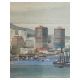 Original Watercolor of Hong Kong Harbor Signed