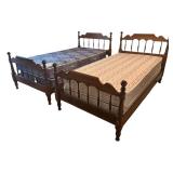 Pair of Ethan Allen Heirloom Nutmeg Maple Colonial Early American Twin Headboards