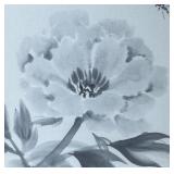 Japanese Sumi-e Ink Peony with Butterfly Print