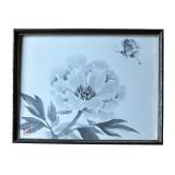 Japanese Sumi-e Ink Peony with Butterfly Print