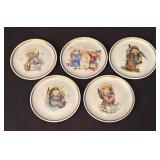 Five Adorable Plates by The Berta Hummel Museum Miniature Plate Collection