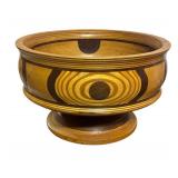 Beautiful Inlaid Wood Pedestal Bowl
