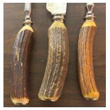 Vintage Genuine Natural Stag Handled Knife, Meat Fork and File by Sheffield of England