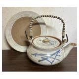 Pretty Petite Pottery Teapot with Under Plate