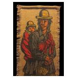 Vintage J.P. Hanson Burlap Folk Art