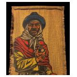 Vintage J.P. Hanson Burlap Folk Art