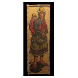 Vintage J.P. Hanson Burlap Folk Art