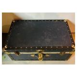Wonderful Vintage Metal Mounted Steamer Trunk