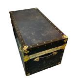 Wonderful Vintage Metal Mounted Steamer Trunk