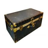 Wonderful Vintage Metal Mounted Steamer Trunk