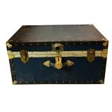 Wonderful Vintage Metal Mounted Steamer Trunk