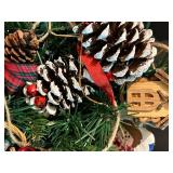 Two Terrific Baskets Filled with Faux Pine Swags and Christmas Decor