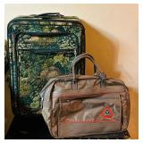 Lovely Vintage Tapestry Floral Suitcase and Sleek Neutral Carry On