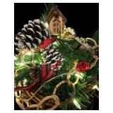 Two Terrific Baskets Filled with Faux Pine Swags and Christmas Decor