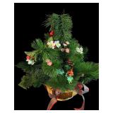 Two Terrific Baskets Filled with Faux Pine Swags and Christmas Decor