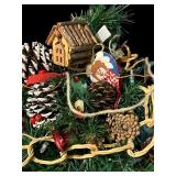 Two Terrific Baskets Filled with Faux Pine Swags and Christmas Decor