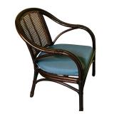 Vintage Barley Twist Rattan and Wicker Back Armchair
