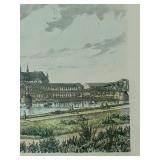 Late 19th Century German Framed Lithograph Signed Print View of the Eiserner Steg in Frankfurt