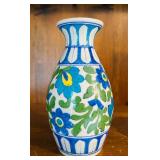 Handcrafted Vase and Matching Ashtray with Floral Pattern from India