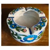 Handcrafted Vase and Matching Ashtray with Floral Pattern from India