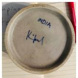 Handcrafted Vase and Matching Ashtray with Floral Pattern from India