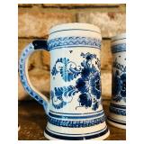 Set of Four Vintage Dutch Delft Ceramic HeineKen Steins