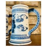 Set of Four Vintage Dutch Delft Ceramic HeineKen Steins