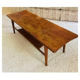 Vintage Mid Century Modern Wooden Coffee Table with Tiered Design