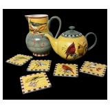 Lenox Winter Greetings Teapot, Pitcher and Coasters