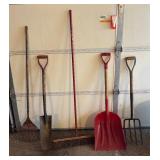 Pitchfork, Rake, Shovels and Broom