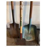 Yard Tools including Shovels and a Hoe