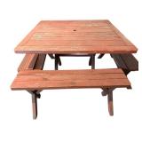 Vintage Patio / Picnic Table with Four Benches