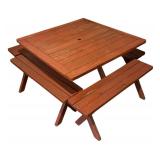 Vintage Patio / Picnic Table with Four Benches