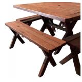 Vintage Patio / Picnic Table with Four Benches