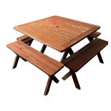 Vintage Patio / Picnic Table with Four Benches