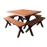 Vintage Patio / Picnic Table with Four Benches