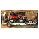 Articat Four Wheeler with Newmans Trailer and Plow Attachment