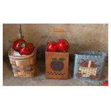Apple Motif Baskets and Faux Apple Decor